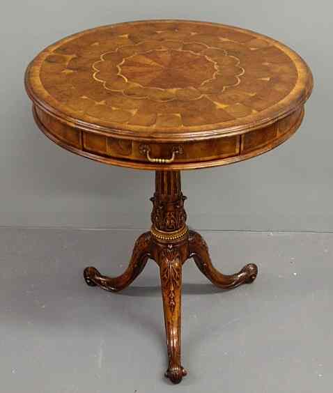 Appraisal: French Louis XVI style walnut occasional table with a finely