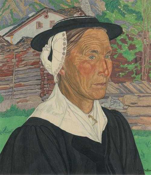 Appraisal: DALLEVES RAPHY Sitten Portrait of a Valais woman Tempera on