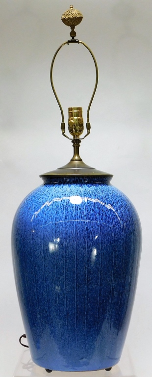 Appraisal: LG MCM ROBINS EGG BLUE CHINESE TASTE TABLE LAMP United