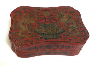 Appraisal: Chinese Lidded Lacquer Box Chinese Lidded Lacquer Box Probably th