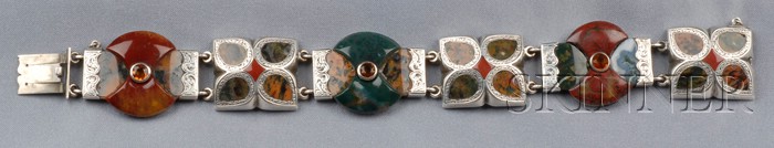 Appraisal: Victorian Scottish Agate and Citrine Bracelet composed of circular links