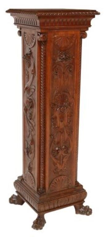 Appraisal: Italian Renaissance Revival carved walnut stand th c having stepped