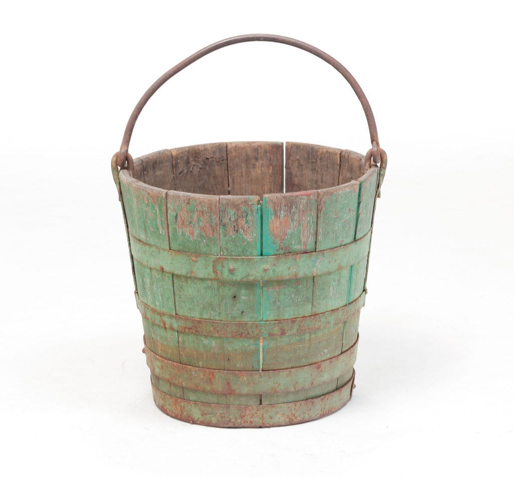 Appraisal: American second half th century Stave constructed bucket with original