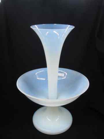 Appraisal: Opalene Art Glass Epergne single lily emerging from bowl pedestal