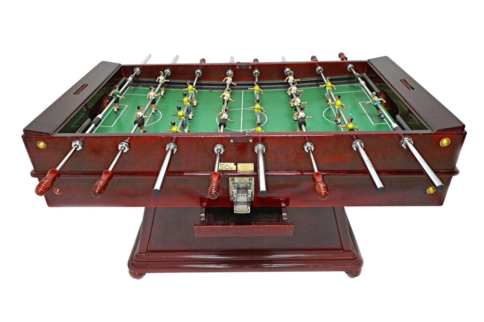 Appraisal: A 'Futbolin' stained oak table football game probably Spanish second