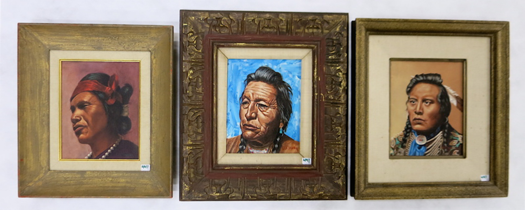 Appraisal: WALTER MAGNER THREE OILS ON BOARD Montana th century Native