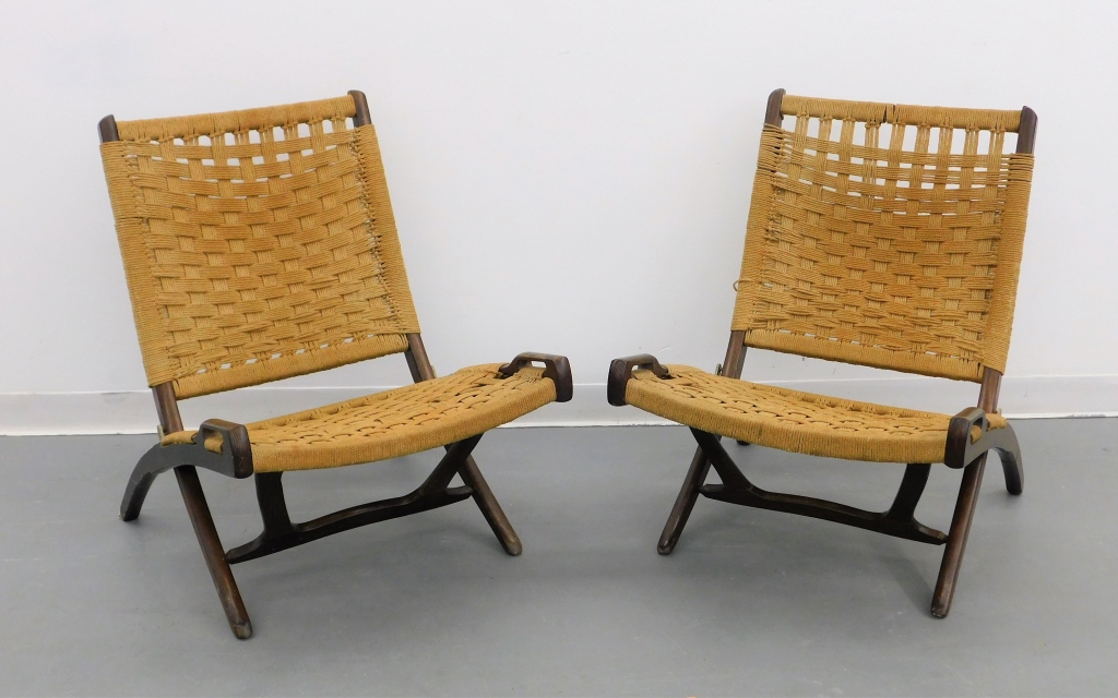 Appraisal: PR AFT HANS WEGNER MCM FOLDING CHAIRS Yugoslavia th CenturyErgonomic