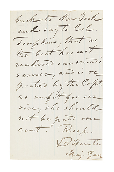 Appraisal: CIVIL WAR HUNTER DAVID Two items Autograph Letter Signed D