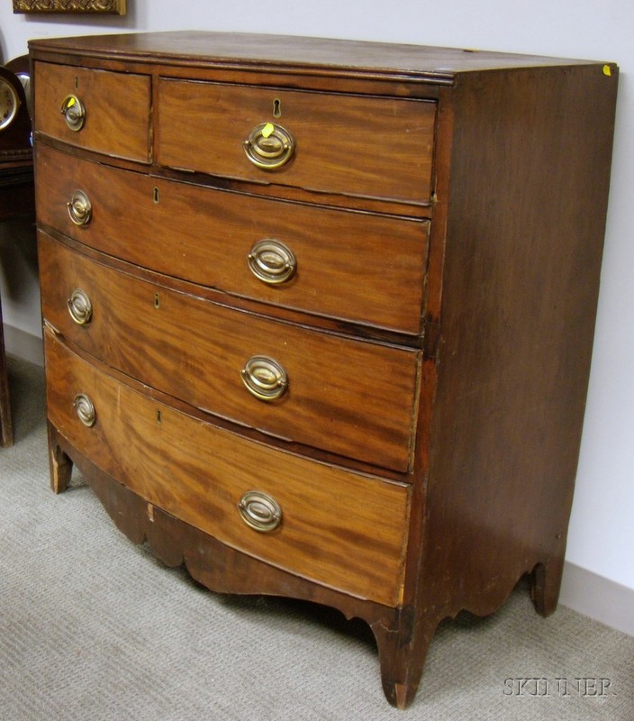 Appraisal: Federal Inlaid Mahogany Bowfront Bureau