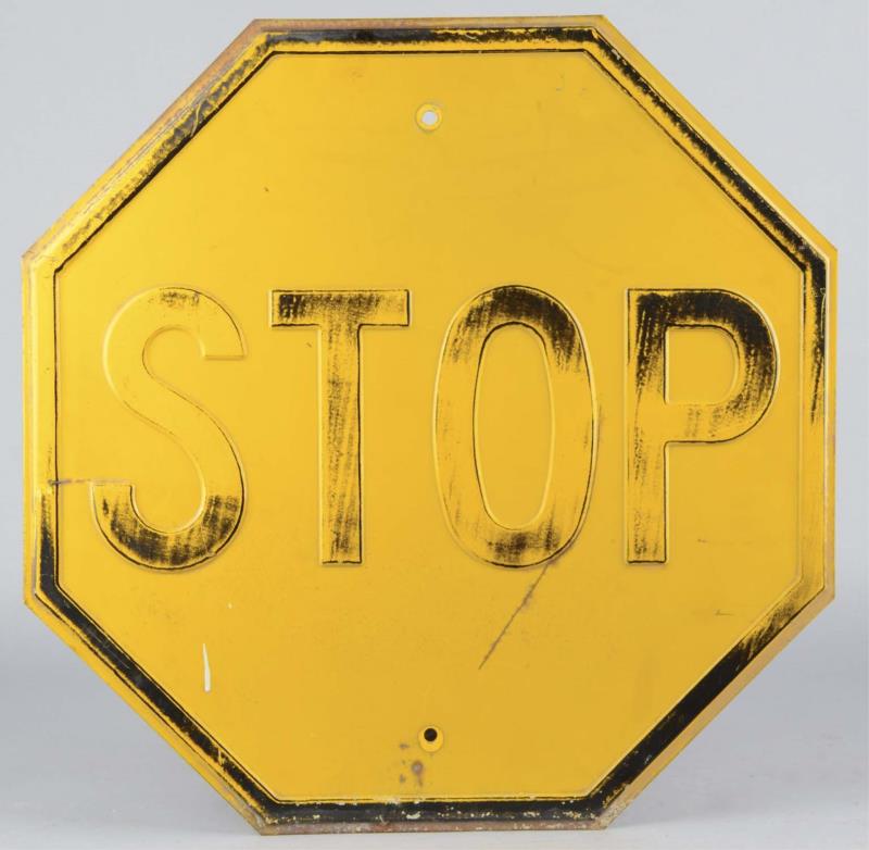 Appraisal: Stop Sign - Yellow Black This is a yellow and