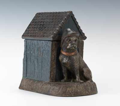 Appraisal: A Figural Tobacco Humidor Dog and Dog House Hand decorated