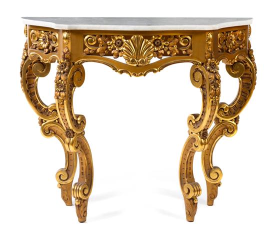 Appraisal: Sale Lot An Italian Baroque Style Giltwood Console Table th