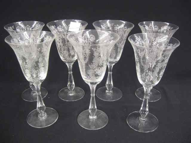 Appraisal: Cherokee Rose Tiffin Wine Goblets '' tall scarcer stem excellent