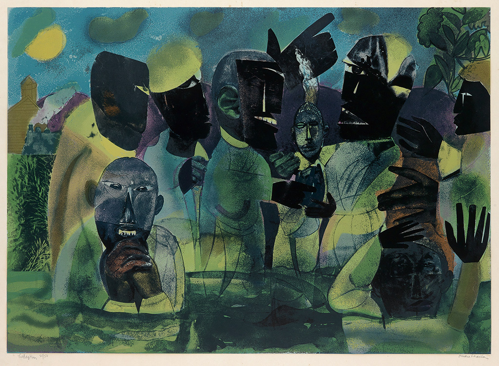 Appraisal: ROMARE BEARDEN - Baptism Color screenprint x mm x inches