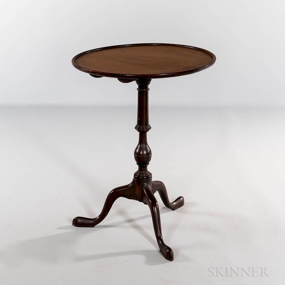 Appraisal: Chippendale Mahogany Dished Tilt-top Candlestand Chippendale Mahogany Dished Tilt-top Candlestand