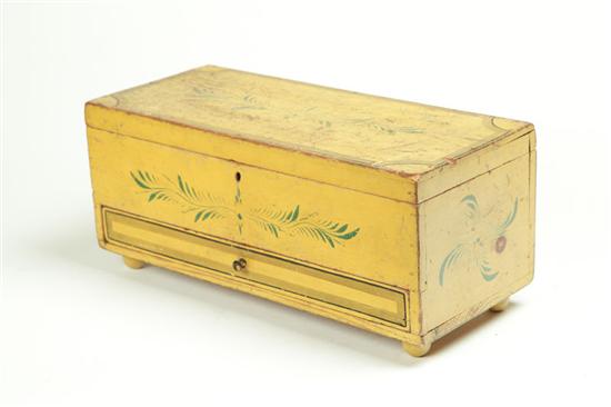 Appraisal: DECORATED DRESSING BOX New England - pine Oblong box with