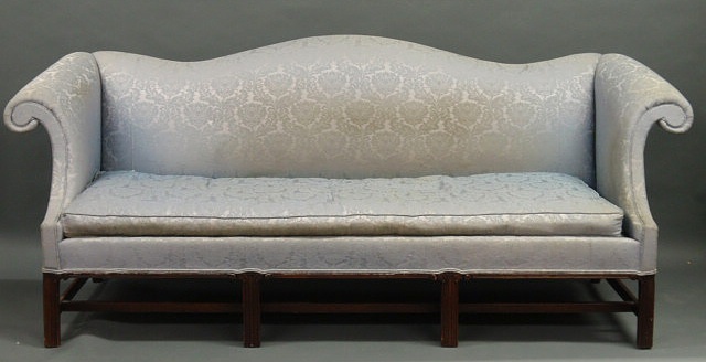 Appraisal: Chippendale style camelback sofa h x l x d