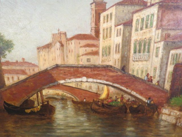 Appraisal: Christopher P Cranch oil Venice waterway scene with bridge and