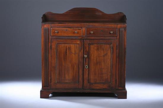 Appraisal: AMERICAN COUNTRY MIXED WOOD DRY-SINK th century with fluted pilasters