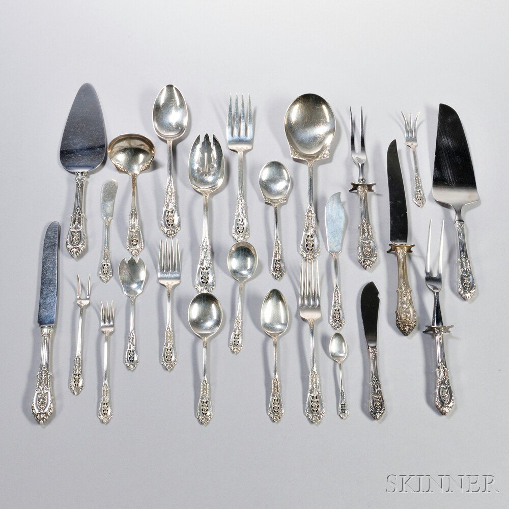 Appraisal: Wallace Rose Point Pattern Sterling Silver Flatware Service Connecticut th