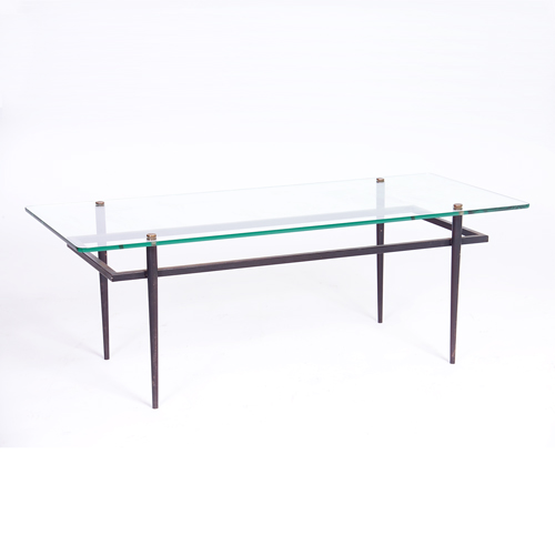 Appraisal: MATHIEU MATEGOT Attr Coffee table with rectangular glass top and