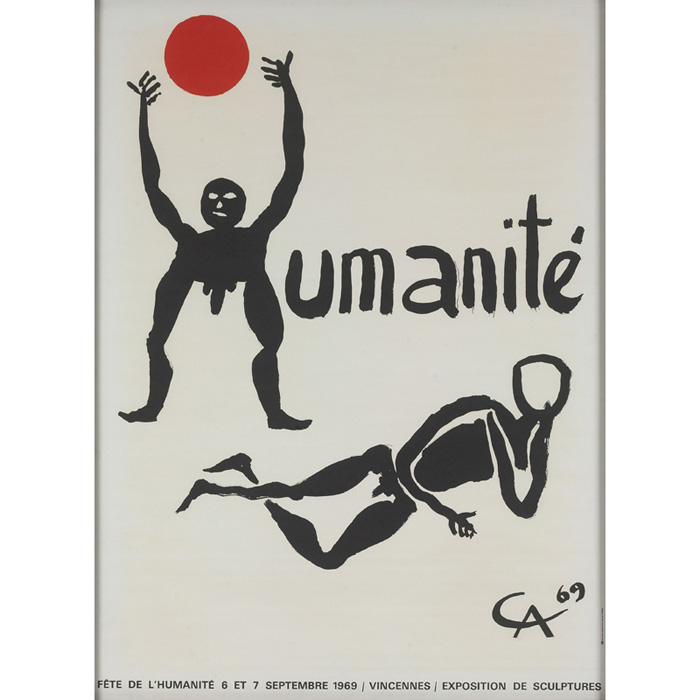 Appraisal: French Gallery Poster Humanit eacute poster x signed CA framed