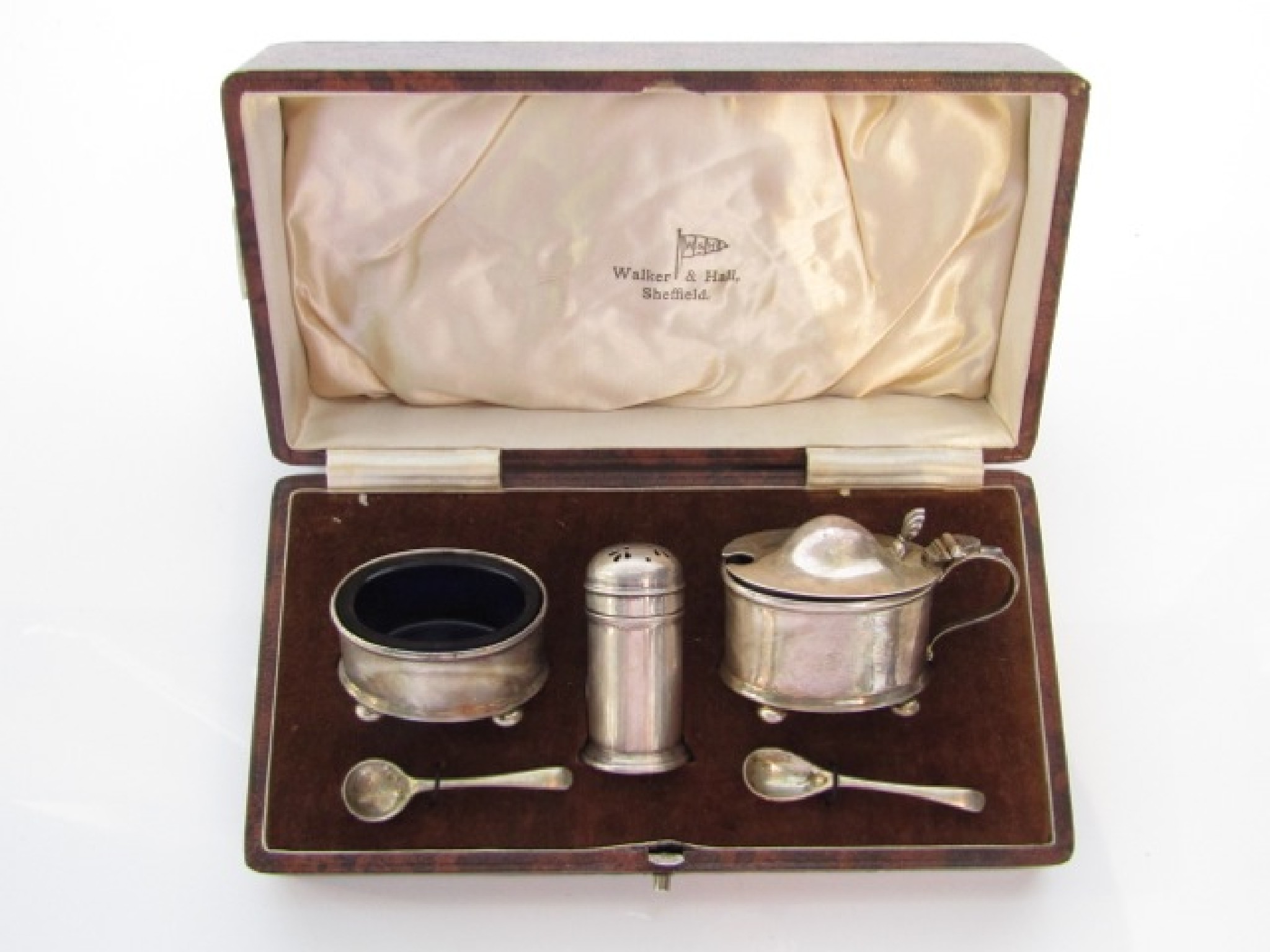 Appraisal: A cased George VI silver cruet set Walker Hall Birmingham