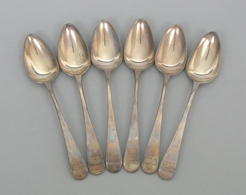 Appraisal: A Set Of Six English Sterling Spoons Six sterling silver