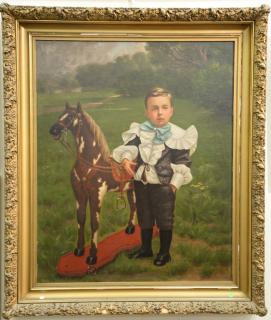 Appraisal: th Century oil on canvas Portrait of Young Boy Wearing