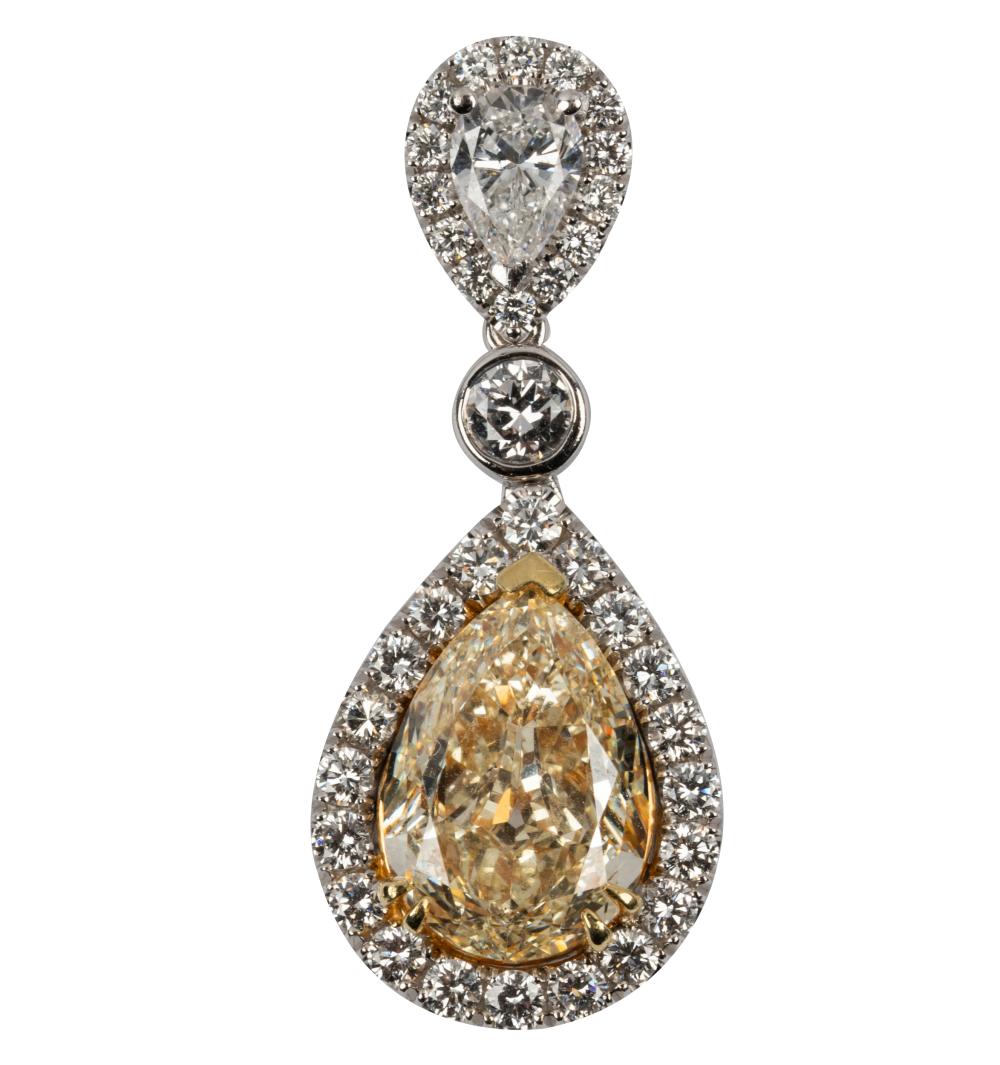 Appraisal: KARAT WHITE GOLD DIAMOND PENDANTcentering one pear modified brilliant cut