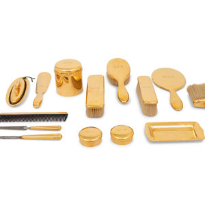 Appraisal: A Tiffany and Co -Karat Yellow-Gold Fourteen-Piece Dresser Set Early