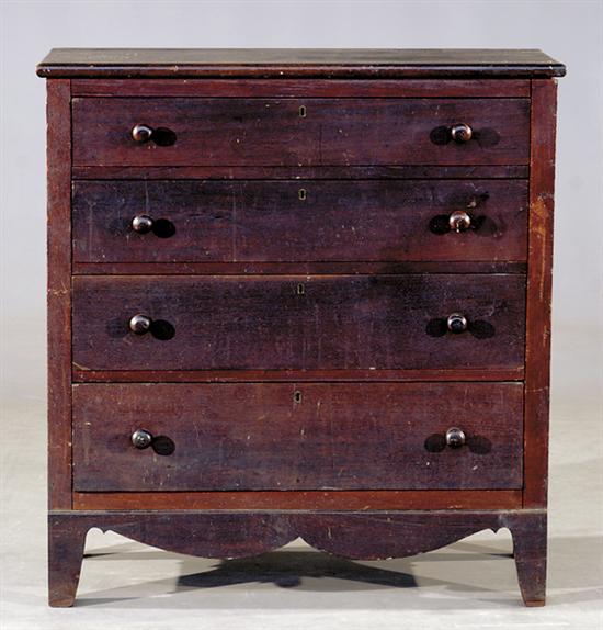 Appraisal: Southern Federal walnut chest of drawers circa Piedmont of North