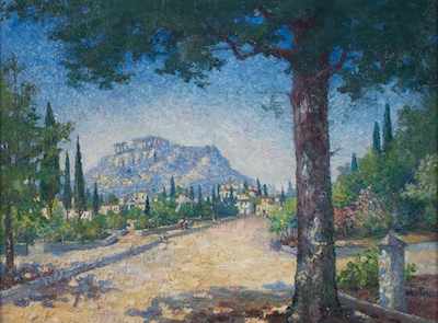 Appraisal: May Lydia Ames American - Parthenon Acropolis Athens Greece Oil