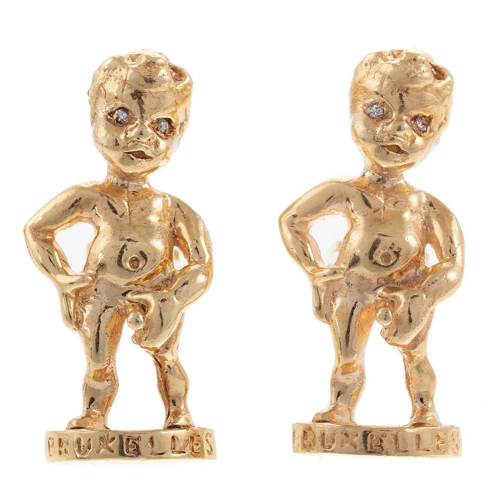 Appraisal: A Rare Pair of Manneken Pis Cufflinks in K K