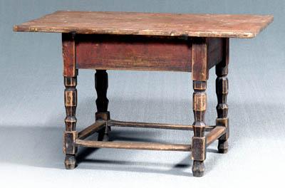 Appraisal: Grain painted pine tavern table William and Mary pine throughout