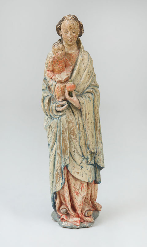 Appraisal: CONTINENTAL SCHOOL MADONNA AND CHILD Possibly Neapolitan carved and painted