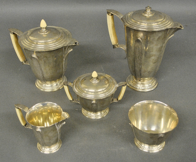 Appraisal: - Reed Barton five-piece sterling silver Art Deco tea service