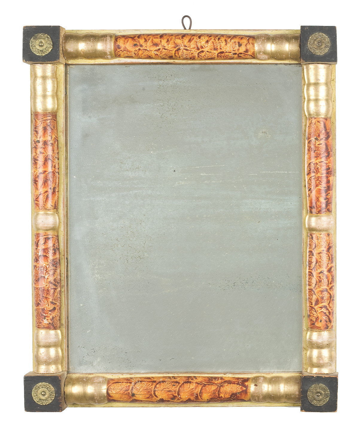 Appraisal: AMERICAN CLASSICAL PARCEL-GILT AND PAINT-DECORATED LOOKING GLASS CIRCA AND A