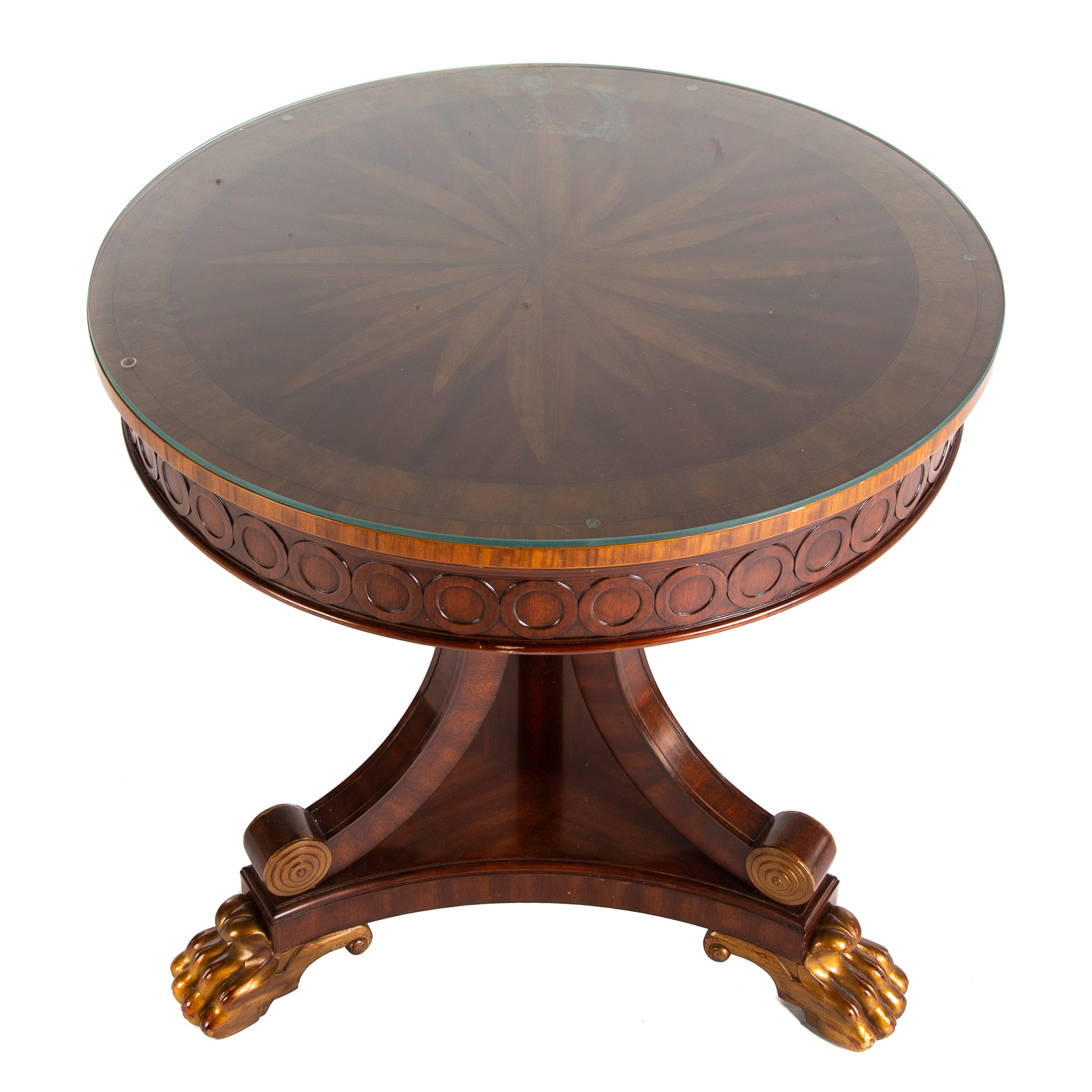 Appraisal: MAITLAND-SMITH REGENCY STYLE MAHOGANY CENTER TABLE With banded and inlaid