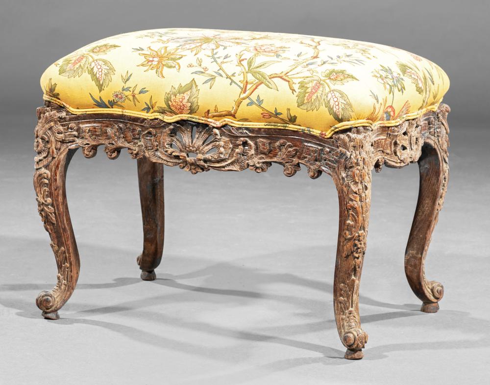 Appraisal: Continental Rococo Carved Walnut Footstool h in w in d