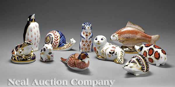 Appraisal: A Group of Ten Royal Crown Derby Porcelain Figural Paperweights