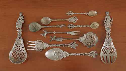 Appraisal: Collection of ten Dutch silver spoons and forks ca ozt