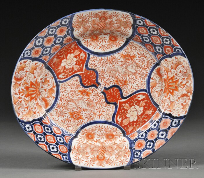 Appraisal: Imari Oval Platter Japan late th century painted in red