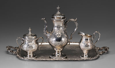 Appraisal: Silver-Plated Coffee Service American International St James pattern hand chased