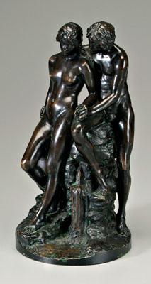 Appraisal: Reinhold Boeltzig bronze German - young lovers on a naturalistic