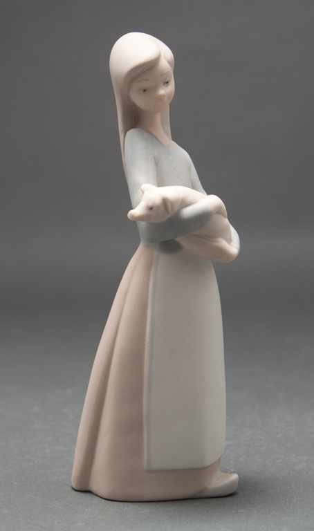 Appraisal: Lladro bisque porcelain figure ''Girl With Pig'' no modeled as