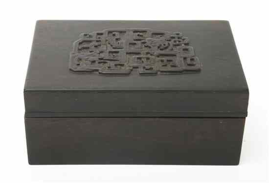 Appraisal: A Chinese Carved Hardwood Box of rectangular form the lid