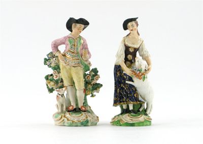 Appraisal: A near pair of Derby figures of the Garland Shepherds