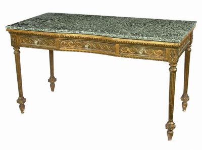 Appraisal: A continental marble and gilt side table the verde antico