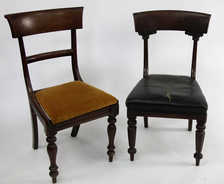 Appraisal: Four Regency mahogany dining chairs with horizontal splats to the